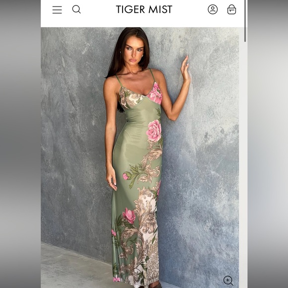 Tiger Mist Floral Green Maxi Dress - Picture 1 of 6
